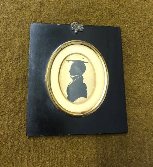 Victorian Portrait Silhouette of a School Master with Highlights Picked Out in Silver Grey