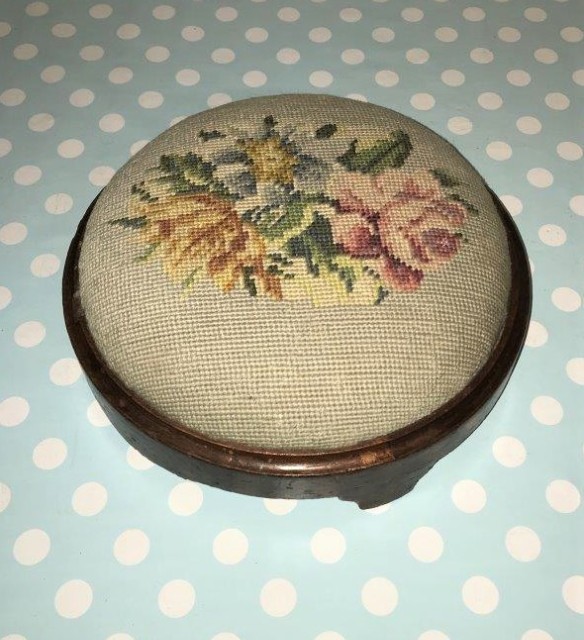 Walnut Needlepoint Footstool