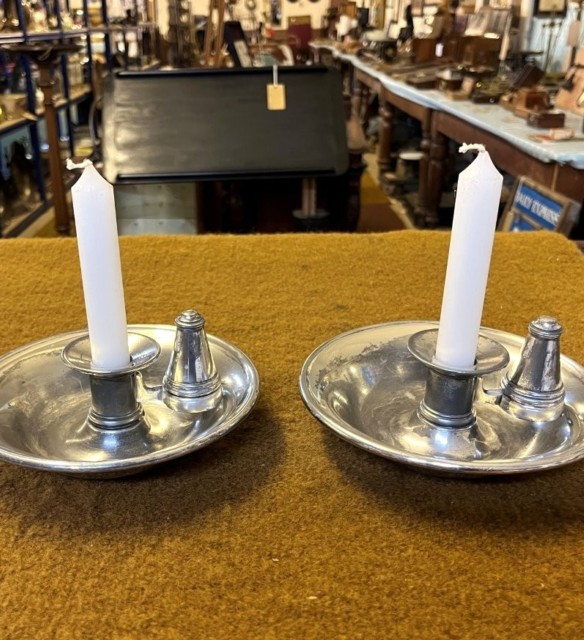 Victorian Pair of Silver Plated James Dixon & Sons Sheffield Candle Holders and Snuffers