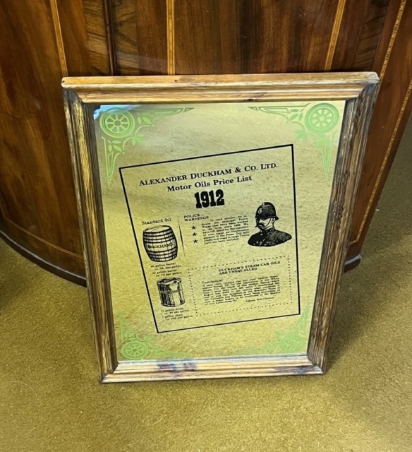 Vintage Alexander Duckham & Co Ltd Motor Oil Advertising Mirror: 1912 Price List