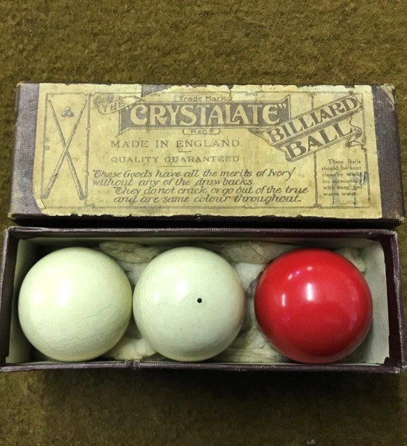 Vintage Set of Crystalate Billiard Balls in Original Box