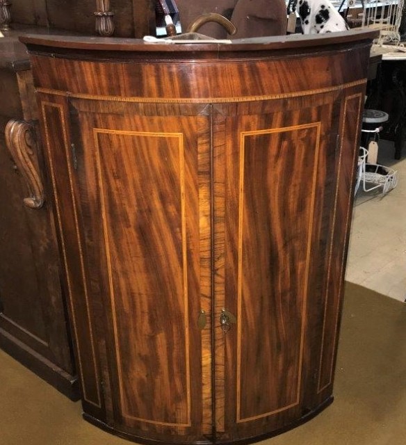 Georgian Inlaid Wall Hanging Corner Cabinet