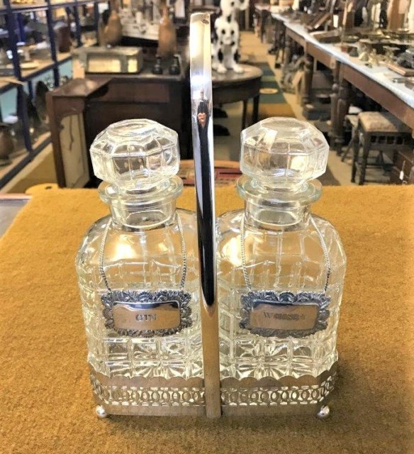 Silver Plated Two Bottle Tantalus