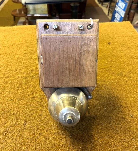 Vintage Wooden Cased Door Bell with Brass Dome
