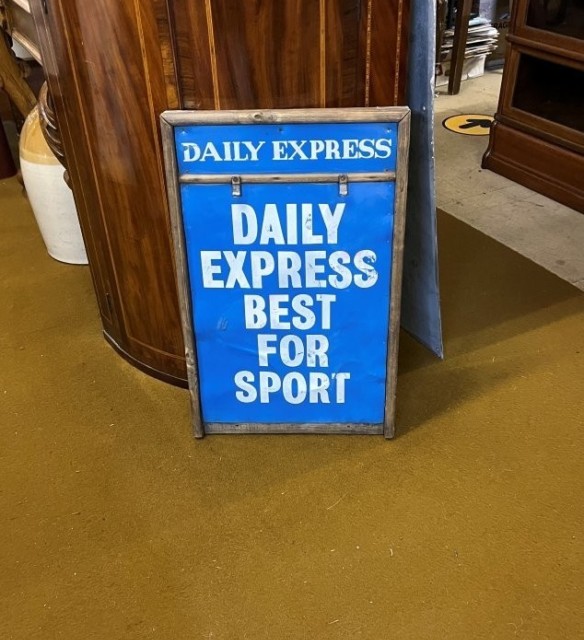 Vintage Daily Express Wooden Advertising Sign 'Daily Express Best For Sport'